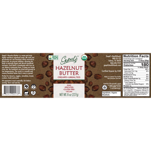 Organic Raw Sprouted Hazelnut Butter, Unsalted 8oz