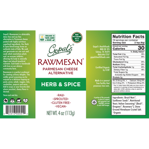 Herb & Spice Rawmesan® 4oz – Gopal's Healthfoods Herb & Spice Rawmesan® 4oz – Gopal's Healthfoods
