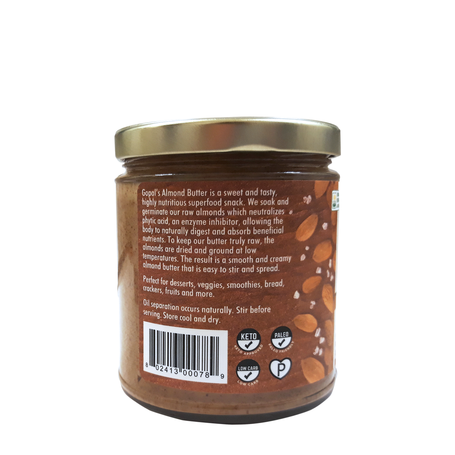 Organic Raw Sprouted Salted Almond Butter 8oz