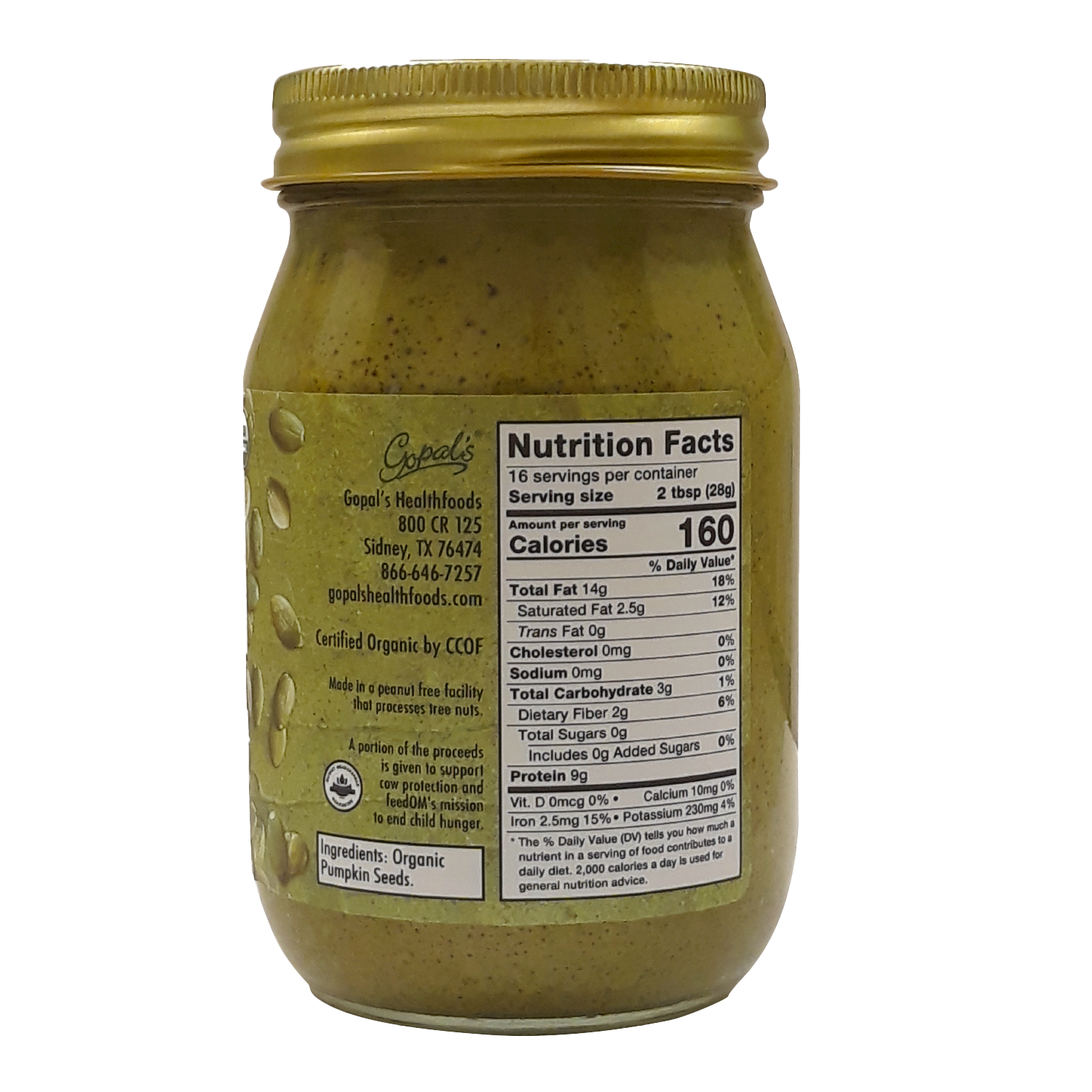 Organic Raw Sprouted Pumpkin Seed Butter, Unsalted 16oz