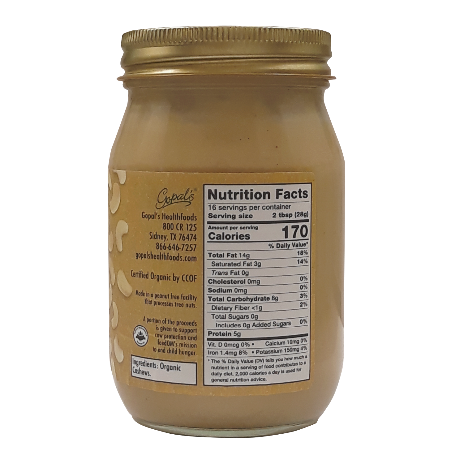 Organic Raw Unsalted Cashew Butter 16oz