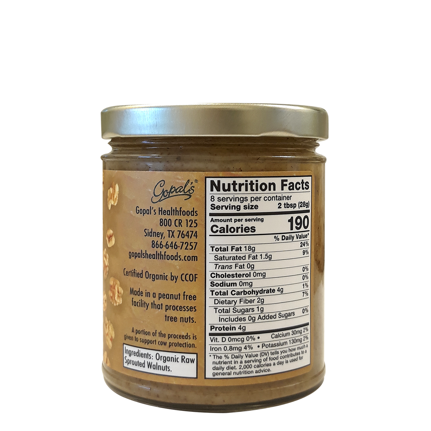 Organic Raw Unsalted Walnut Butter 8oz